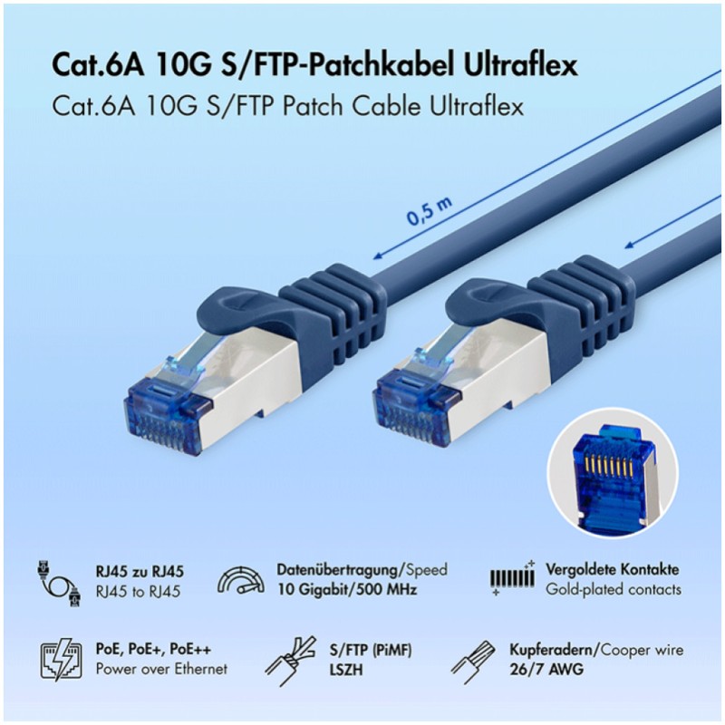 KABEL PATCH SFTP Cat 6A 1,00m RJ45 10Gbit LogiLink Ultraflex moder (C6A036S) LOGILINK KABEL PATCH SFTP Cat 6A 1,00m RJ45 10Gbit LogiLink Ultraflex moder (C6A036S)