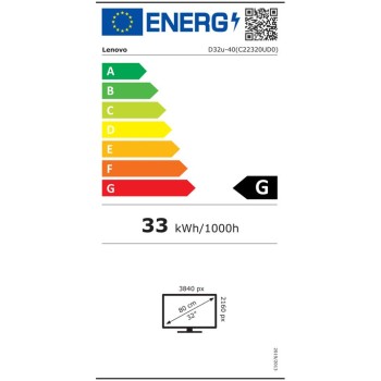 Monitor Lenovo 80 cm (31,5") D32u-40 3840x2160 VA 4ms 2xHDMI DisplayPort  NTSC72% FreeSync črna- odprta embalaža