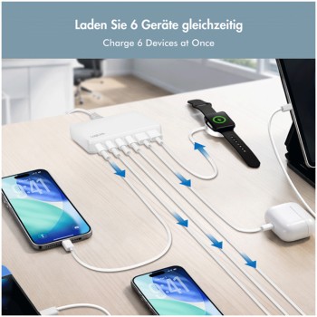 Hišne polnilec 100-240V => 4x USB-C PD 2x USB-A QC 3.0 100W Logilink bel (PA0418) Hišne polnilec 100-240V => 4x USB-C PD 2x USB-A QC 3.0 100W Logilink bel (PA0418)