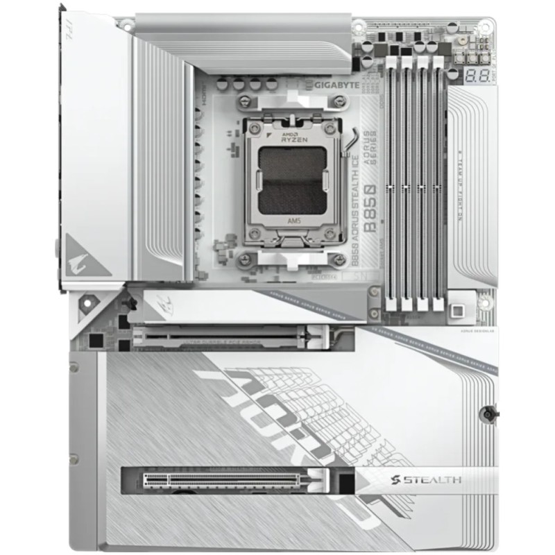 Osnovna plošča AM5 GigaByte B850 AORUS STEALTH ICE ATX HDMI (BTF konektorji - zadaj!) GIGABYTE Osnovna plošča AM5 GigaByte B850 AORUS STEALTH ICE ATX HDMI (BTF konektorji - zadaj!)