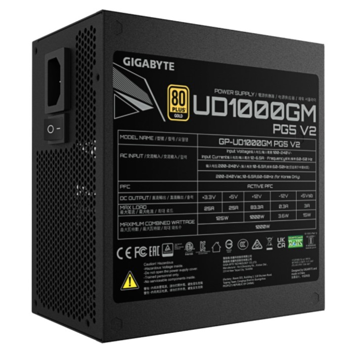 Napajalnik - 1000W GigaByte UD1000GM PG5 V2 80Plus Gold 90% ATX 3.1 (Gen5) Modular 120mm črna (GP-UD1000GM PG5 V2) Napajalnik - 1000W GigaByte UD1000GM PG5 V2 80Plus Gold 90% ATX 3.1 (Gen5) Modular 120mm črna (GP-UD1000GM PG5 V2)