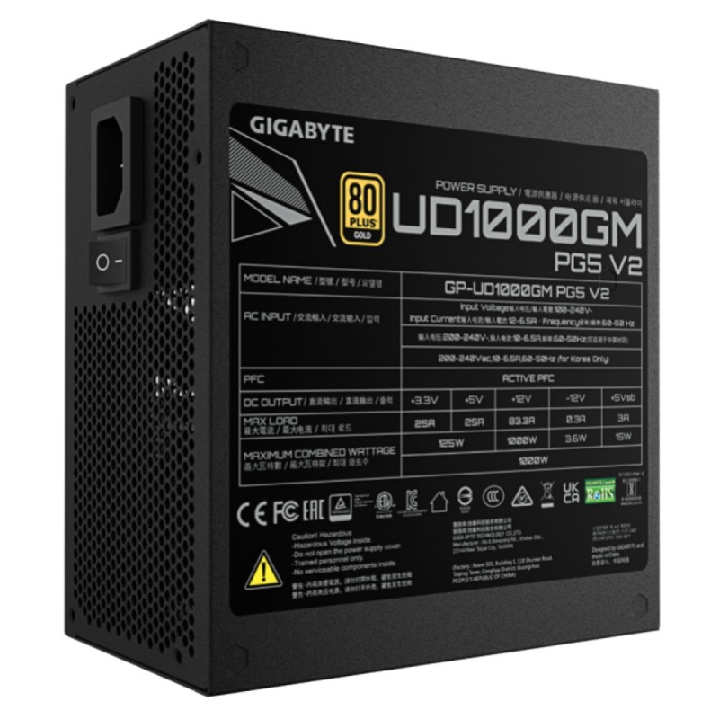 Napajalnik - 1000W GigaByte UD1000GM PG5 V2 80Plus Gold 90% ATX 3.1 (Gen5) Modular 120mm črna (GP-UD1000GM PG5 V2) GIGABYTE Napajalnik - 1000W GigaByte UD1000GM PG5 V2 80Plus Gold 90% ATX 3.1 (Gen5) Modular 120mm črna (GP-UD1000GM PG5 V2)