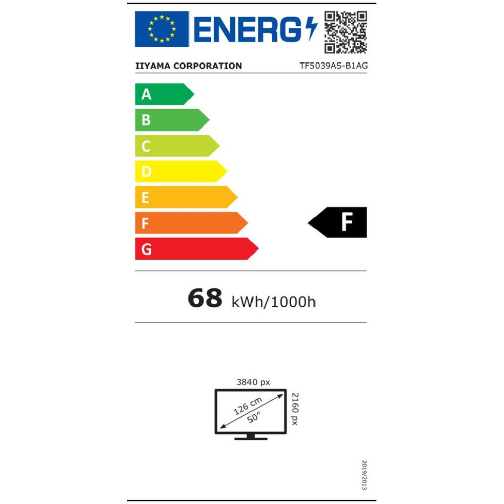 Monitor Iiyama 125,7 cm (49,5) TF5039AS-B1AG 3840x2160 na dotik PCAP Interaktivni VA 9,5ms 2xHDMI DP 2xUSB Zvočniki 2x10W  ProLite Android 11