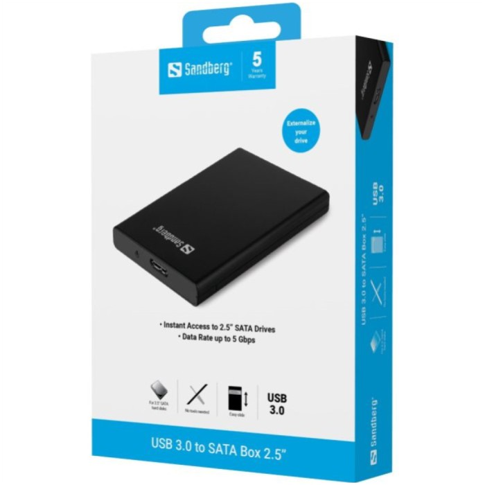 Ohišje za SSS disk 2,5" => USB-A 3.0 črn Sandberg (133-89) Ohišje za SSS disk 2,5" => USB-A 3.0 črn Sandberg (133-89)