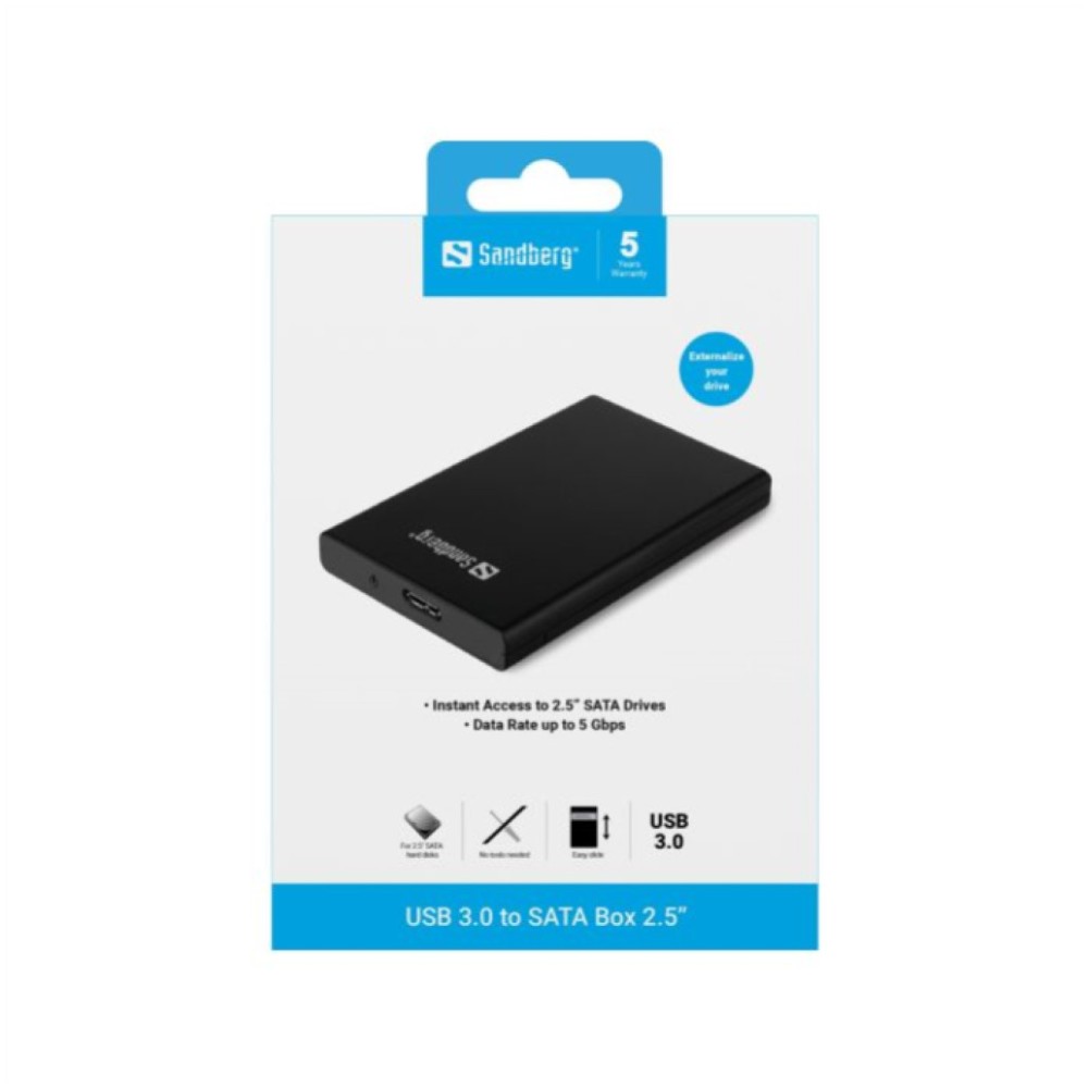 Ohišje za SSS disk 2,5 => USB-A 3.0 črn Sandberg (133-89) SANDBERG Ohišje za SSS disk 2,5 => USB-A 3.0 črn Sandberg (133-89)